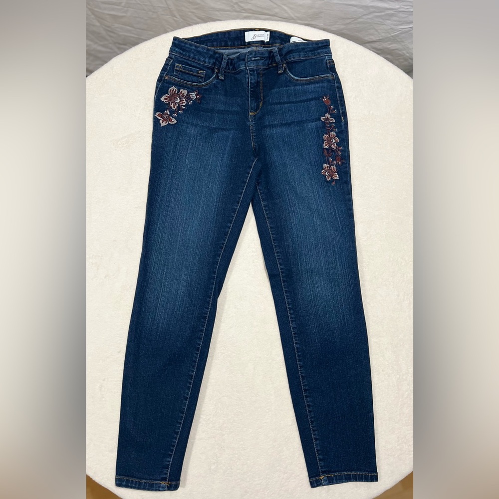 Jessica Simpson Blue Skinny Jeans with Floral Embroidery